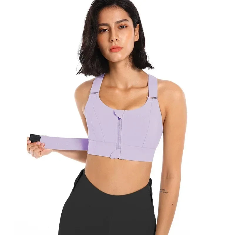 Plus Size  Zippered Sports Bras for High Impact Workouts