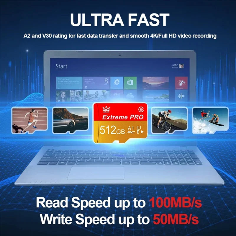 Ultra ltra Micro Mini SD Card 64GB 512GB SD Memory Card 128GB 256GB A2 U3 V30 TF Flash Cards For Phone Computer