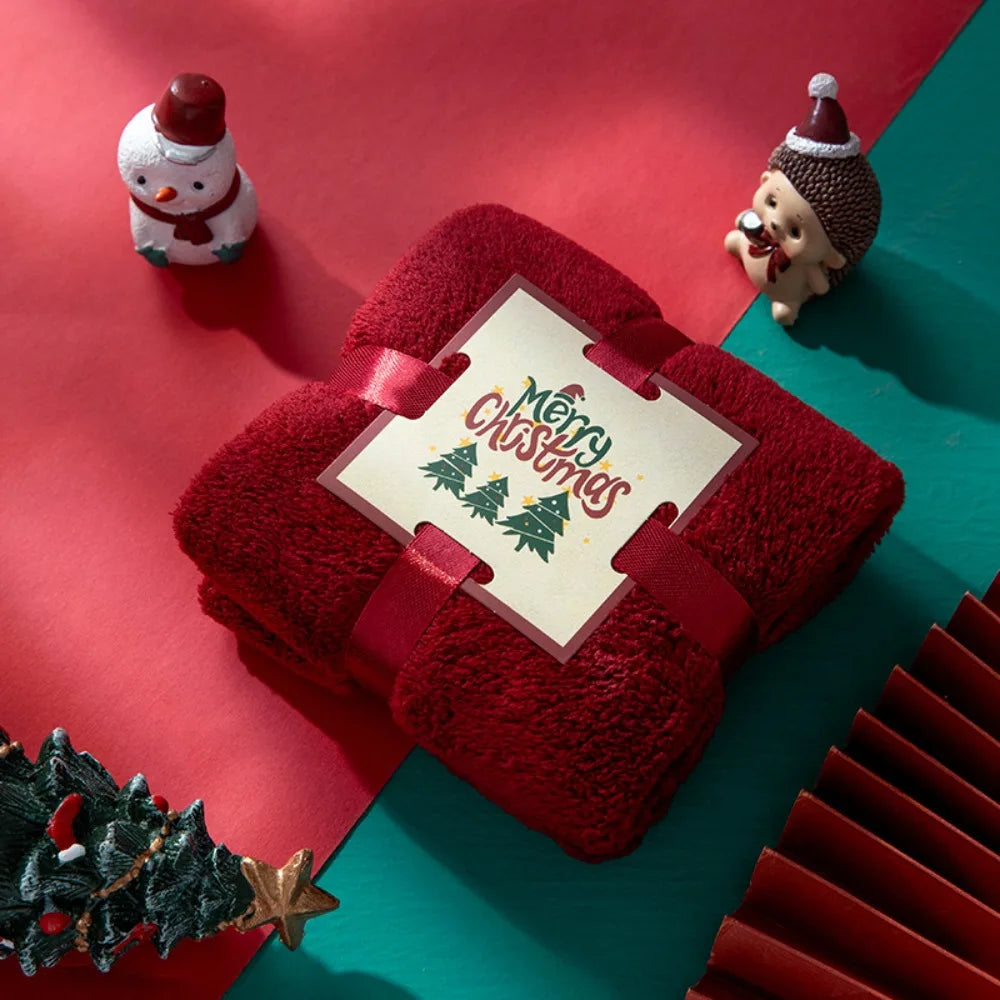 Coral Velvet Christmas Towel Xmas Holiday Decorative Reusable Face Towel Absorb Water Wash Cloth Christmas Gift Party Gift