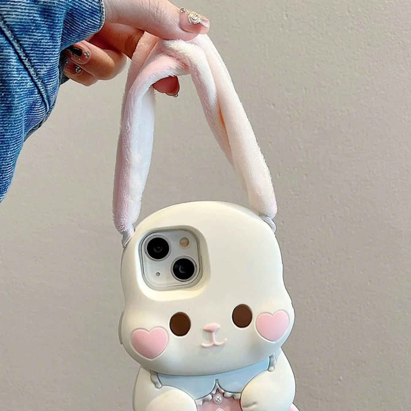 Funda de iPhone Conejo con Orejas de Peluche