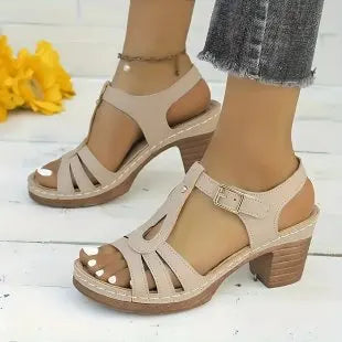Plus Size 43 Sandals for Women Summer Fashion and Lightweight Peep Toe Hihg Heels Woman Ankle Strap Casual Gladiator Sandals