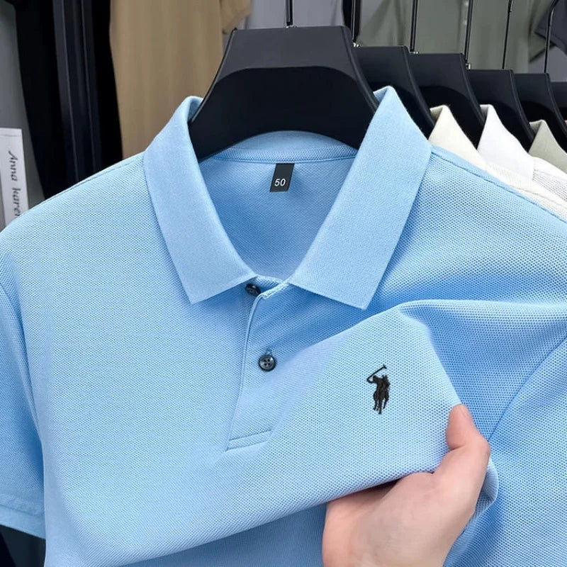 100% Pure Cotton High-End Brand Men's Short Sleeve Polo Shirt Summer
