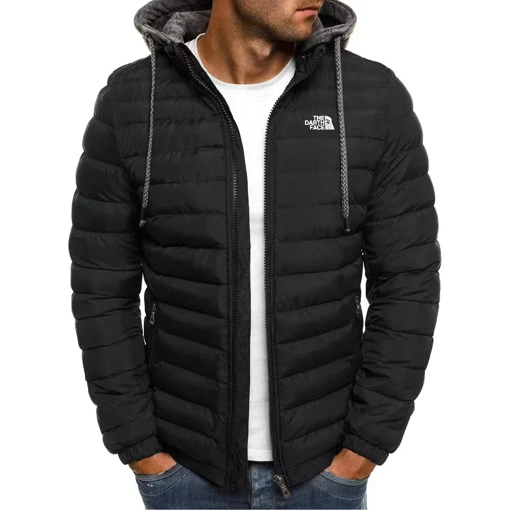 Men's Winter Warm Zipper Hooded Jacket Casual Slim Fit Fashionable Outdoor Business Travel Coat Windproof Thick Mens Clothing