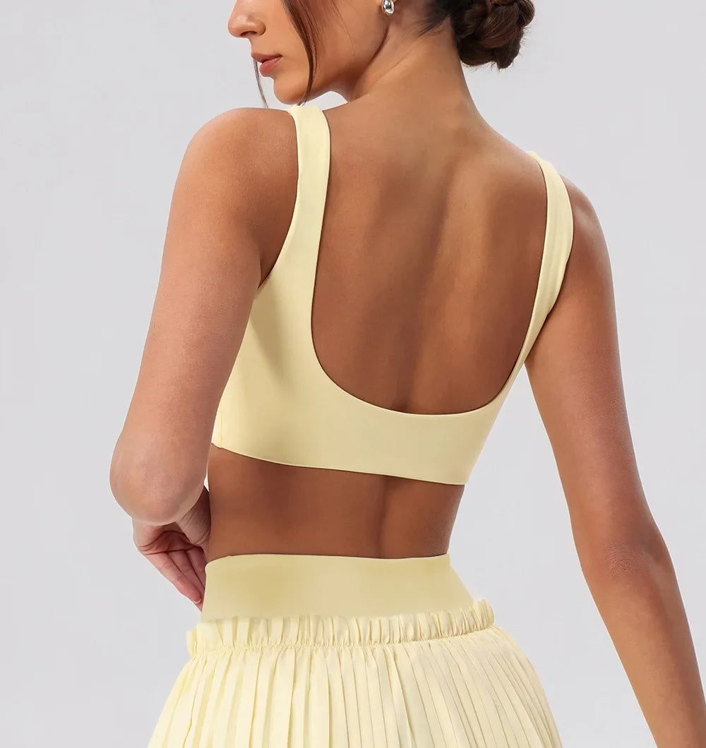 Tight Yoga Sets Women's Tracksuit Sexy Color Contrast Hollow Out Sports Bra High Waist Pleate Tennis Short Skirt Fitness Suits