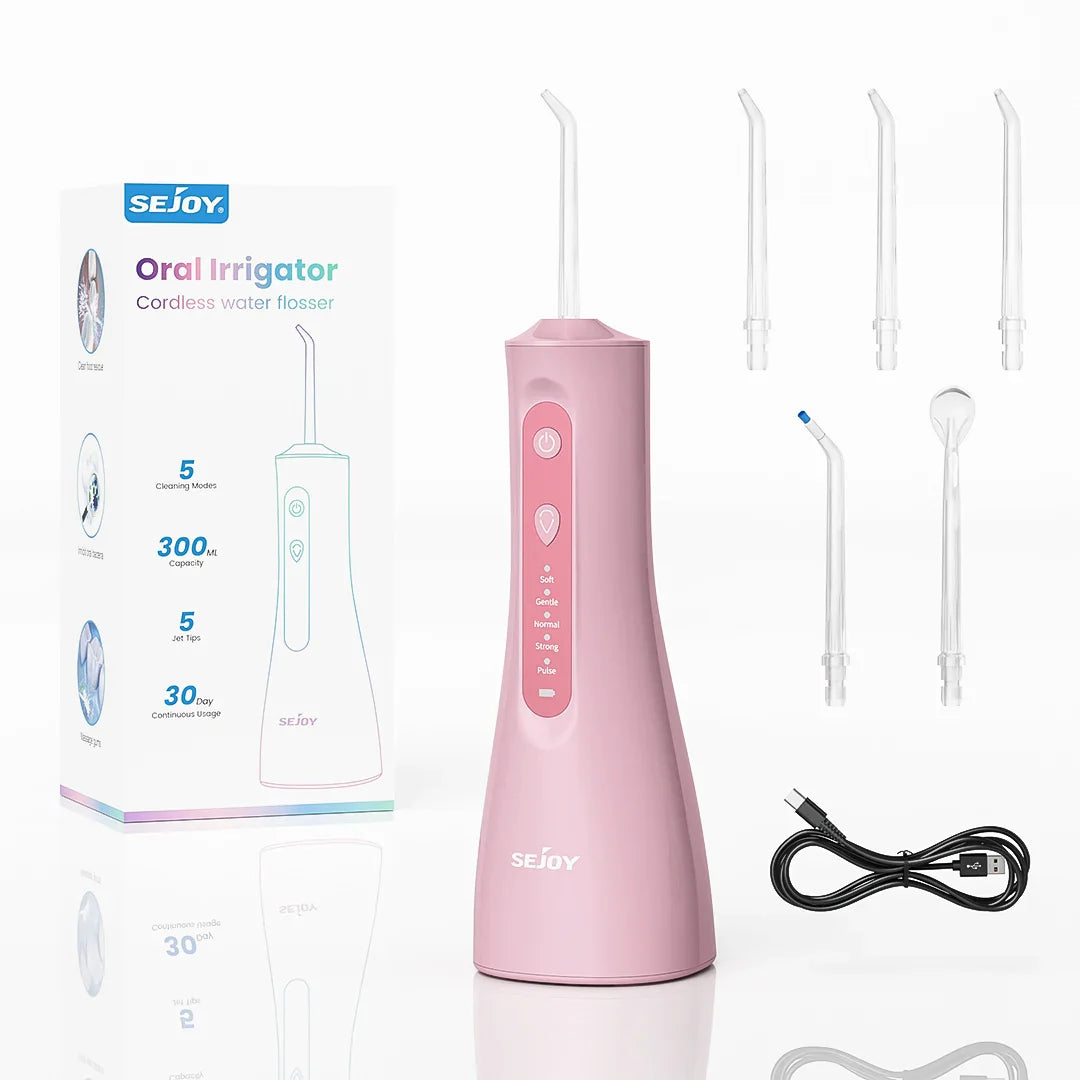 Sejoy Electric Water Flossers Oral Irrigator 5 Modes Portable Rechargeable