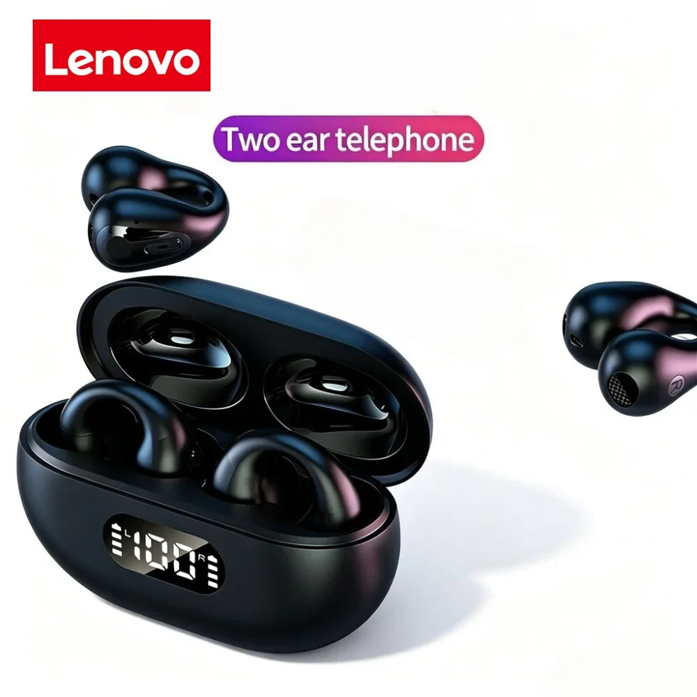Lenovo Original Portable Bone Conduction Earphones Bluetooth 5.3 HiFi 9D Stereo Noise Reduction Earbud Outdoor Sports Headset