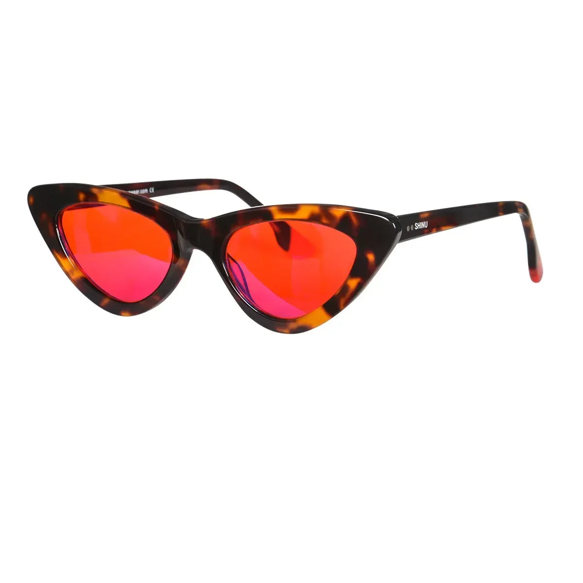 SHINU Sleep Better vintage cat eye glasses women acetate glasses red orange clear lens blue light lock for women y2k eyeglasses