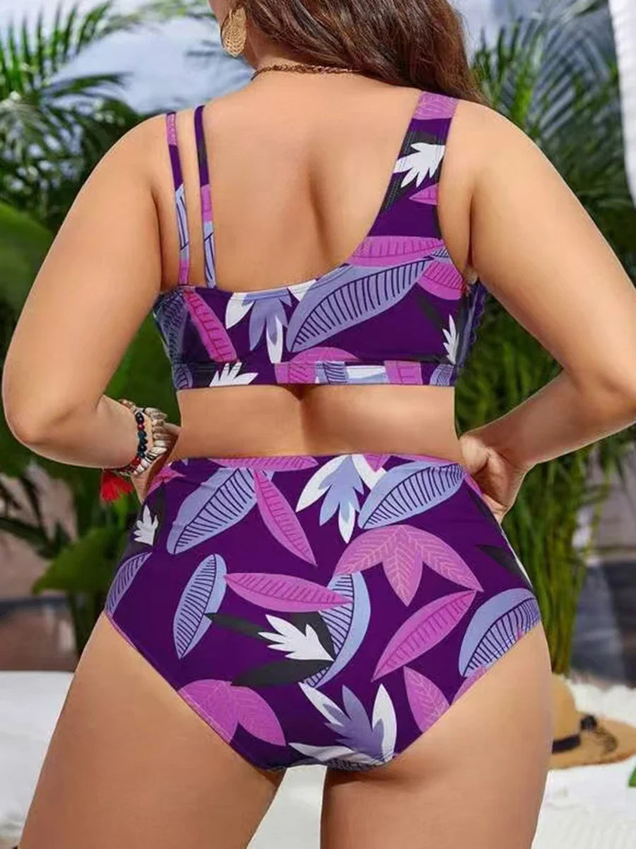 Plus Size High Waist Printed Bikini 4XL