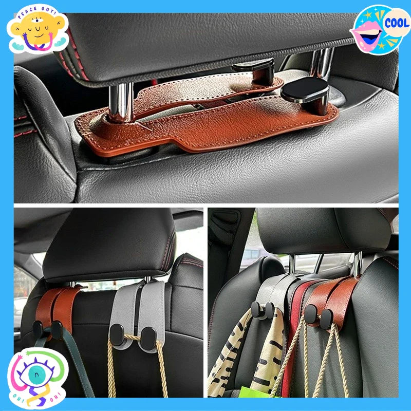 Gancho trasero para asiento de coche de gamuza con doble cabeza, gancho pequeño de almacenamiento trasero, suministros de decoración interior del coche