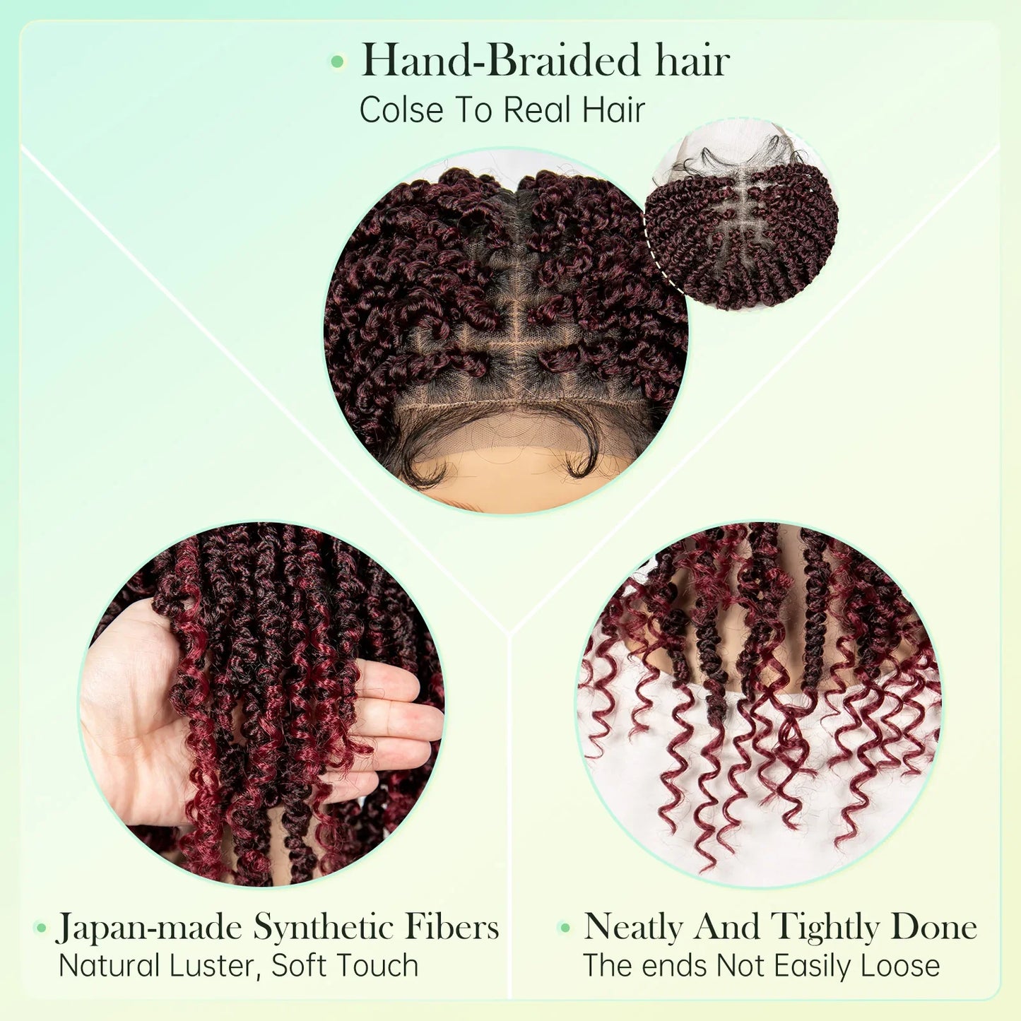 14Inch Full Lace Braided Wigs Synthetic Lace Frontal Twisted Braids Wigs with Baby Hair Knotless Box Braids Wig for Black Women