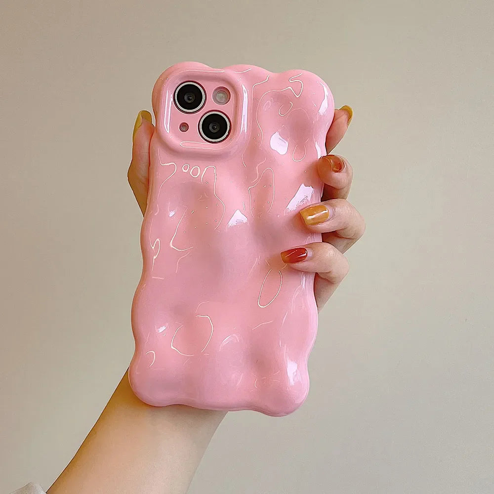 Japan Korea 3D Meteorite Pearl Cream White Soft IMD Phone Case