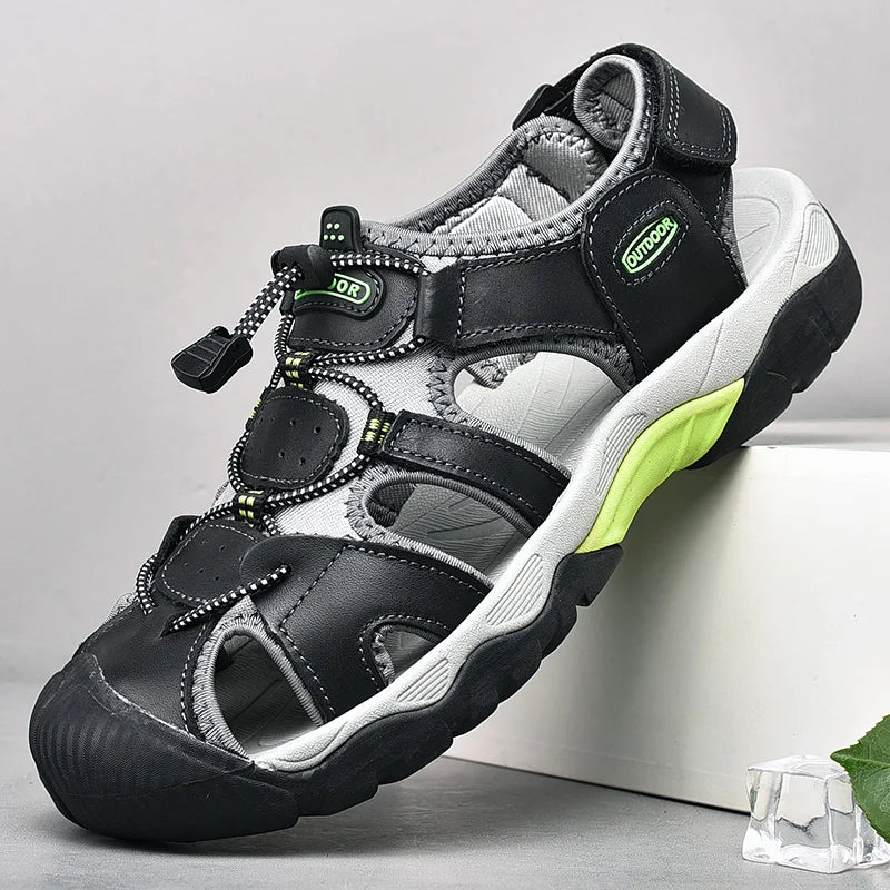 Summer Men's Shoes 2023 New Casual Sandals Outdoor Walking Anti-slip Beach Sports Shoes Platform Sandals Leather Slipper Man
