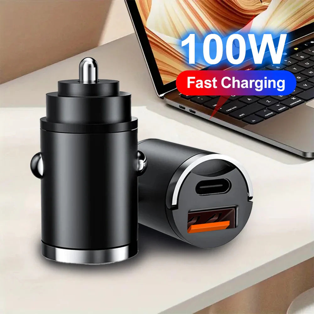 100W Mini PD USB Car Charger Lighter Car Charger for Xiaomi Samsung Huawei Super Fast Charging QC3.0 Car Charger for iPhone