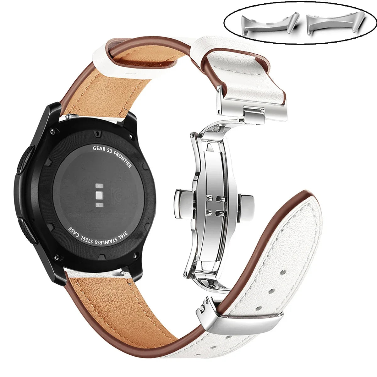 Google Pixel Watch 5, 4 & 3 45mm Leather Band, Butterfly Clasp