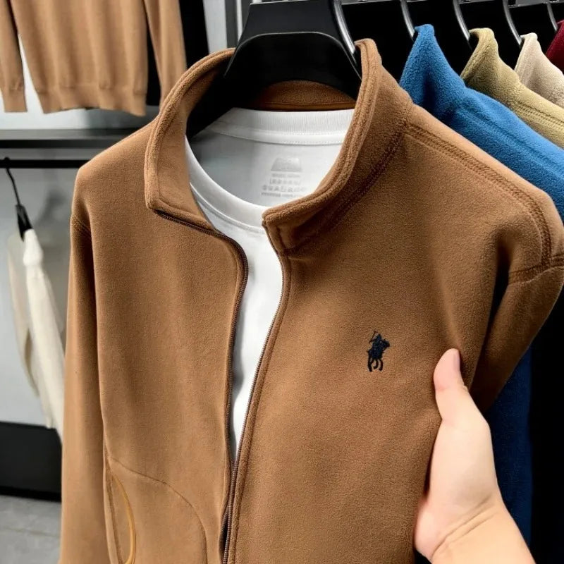Luxury brand men's jacket winter thick plush warm pockets new coat fashion classic Paul embroidery zipper stand up collar top