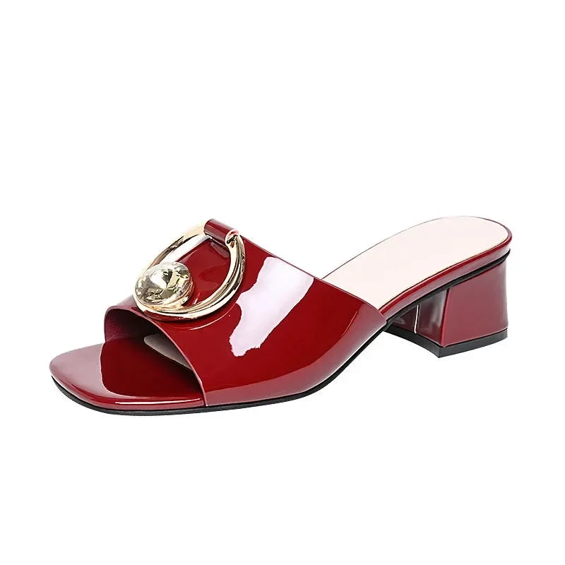 GKTINOO Women Shoes Sexy Patent Leather Female Flip-flop Slippers Summer Fashion High Heels Slides For Ladies Comfortable Sandal
