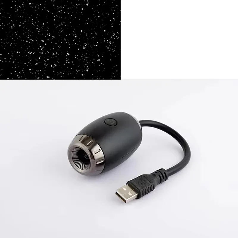 Romantic LED Starry Sky Night Light USB Powered Saturn Galaxy Projector Lamp for Car Roof Party Room Ceiling Decor Plug and Play