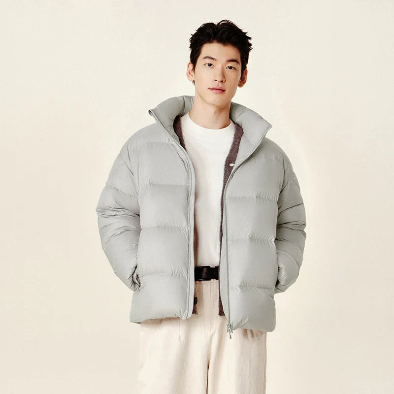 Semir Down Jacket Men Winter Three-proof Windproof Waterproof Stain Resistant Thick Stand Collar Puffer Coat Lightweight Warm
