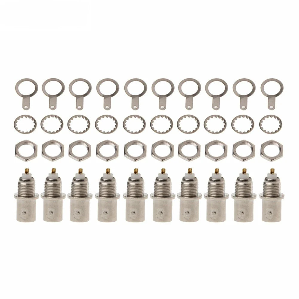 10Pcs/Set BNC Female Nut Bulkhead Solder Connector Adapter For Video Surveillance