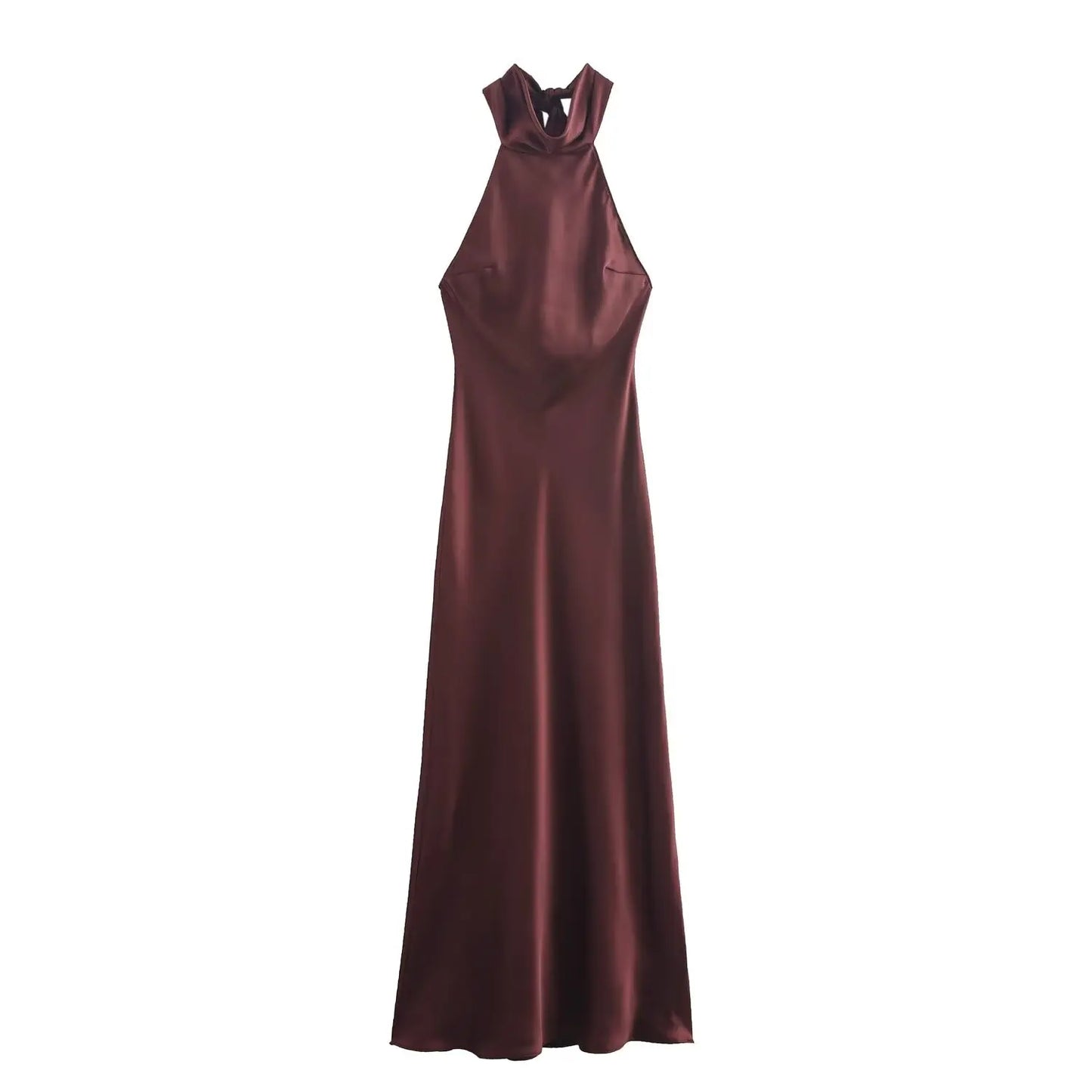 Foridol Halter Satin Dress Women Sexy Backless Burgundy summer spring Dress Elegant Maxi Long Party Dress Christmas Vestidos