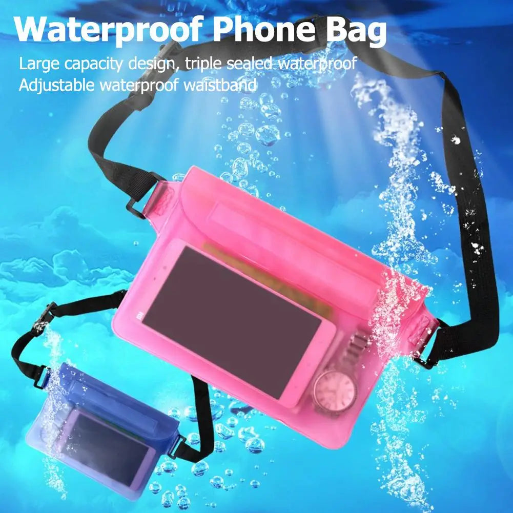 Swimming Waterproof Waist Bag Pack PVC Triple Sealed Beach Phone Case Outdoor Water Parties Watersports Drifting Diving Dry Bag