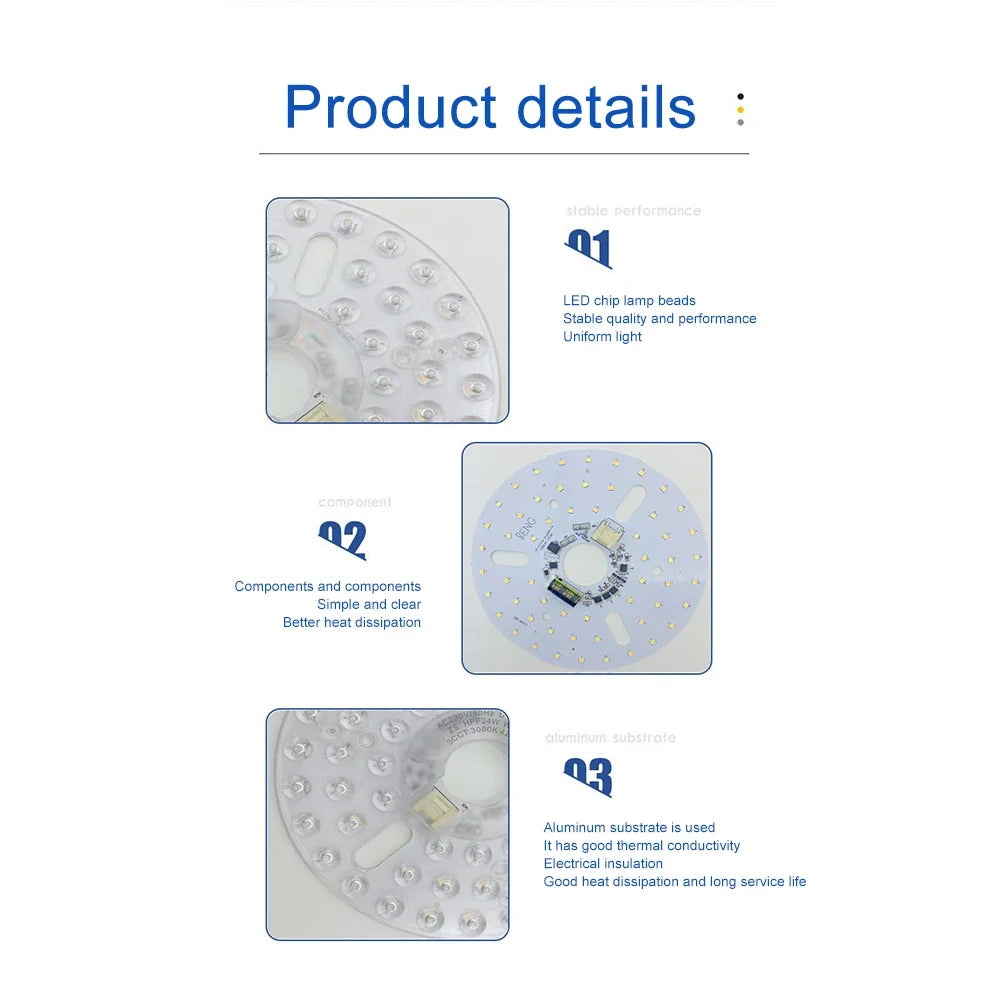 3.9/4.9/6.2 Inch CRI90 Ceiling Fan Light Retrofit Kit 3000/4000/5000K Pendant Light Round Panel Flush Mount Ceiling Light Panel