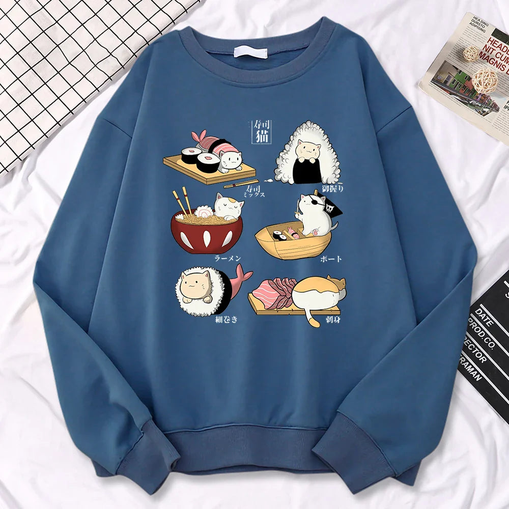 Suéter Harajuku Gatos Sushi