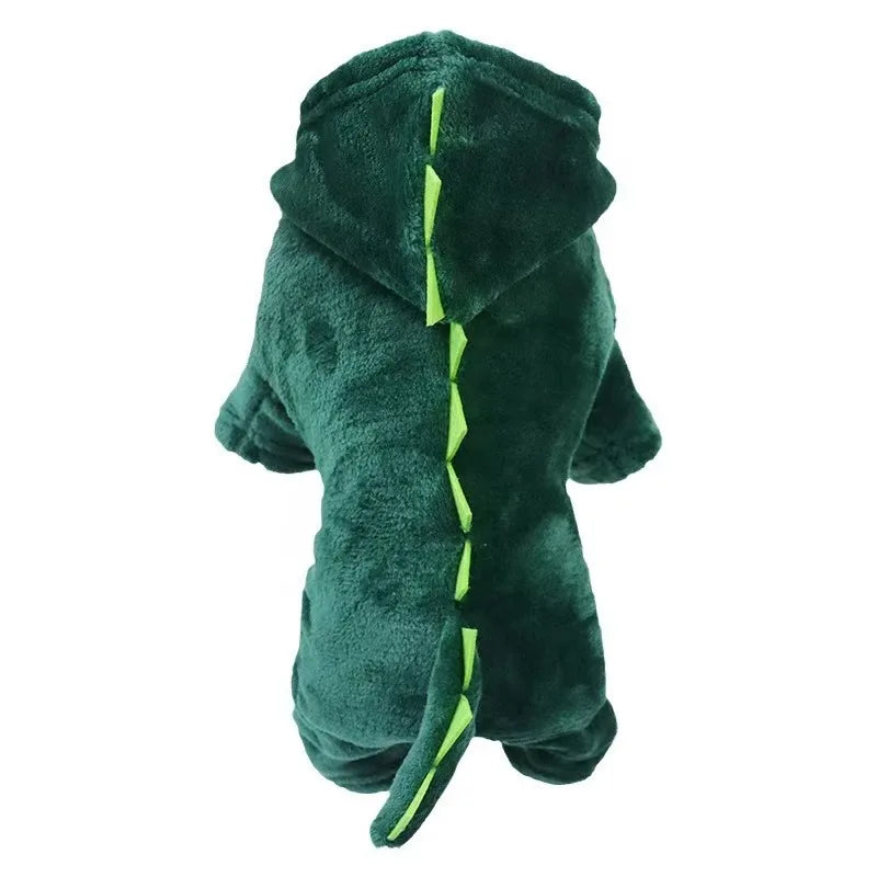 Cozy Dinosaur Cat Clothing Set Plush Lined Soft and Lightweight For Small Pets Costume Party and Outdoor Use Autumn Winter Wear
