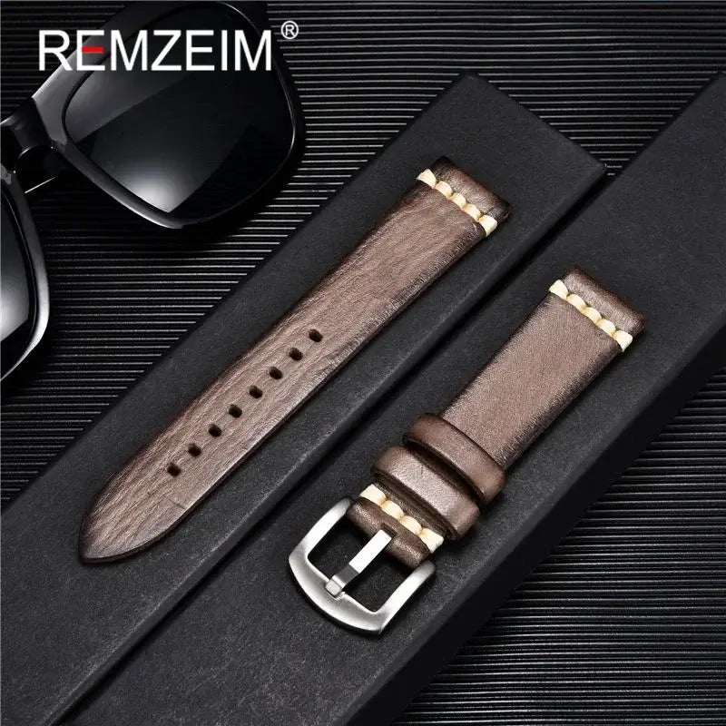 TicWatch Pro 5, Pro 3 & E3 Textured Leather Band with Accent Stitching