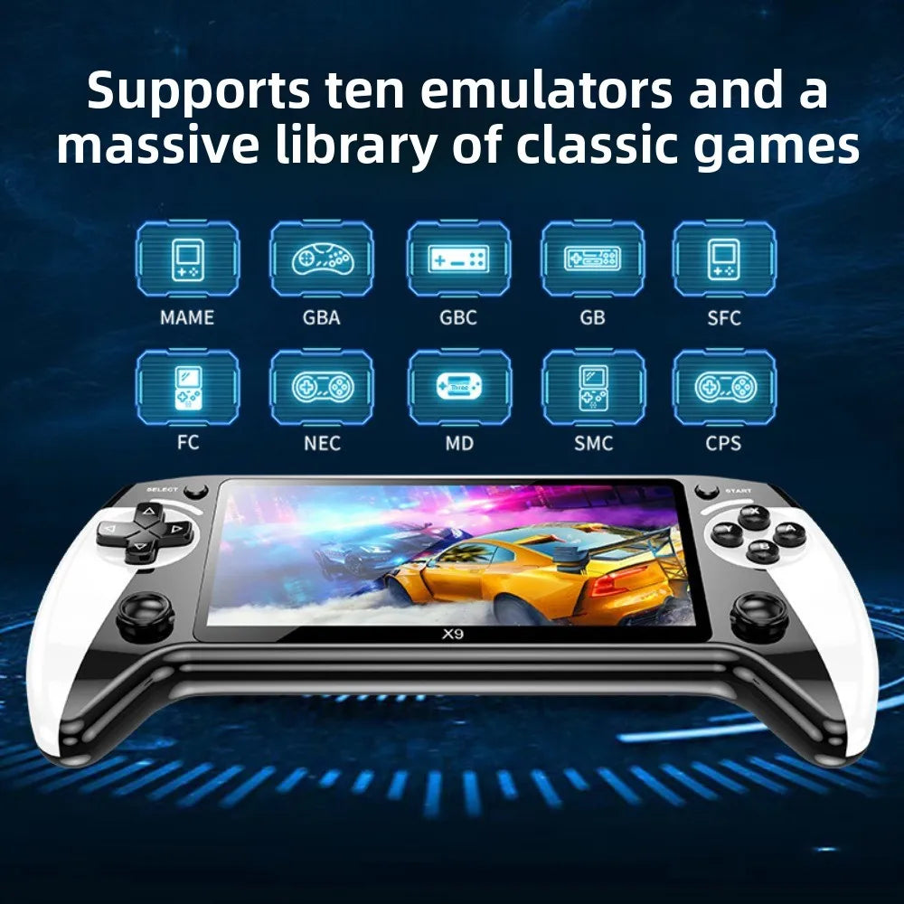 X9 Retro Handheld Game Console, Saker Game Console 5.5-Inch HD IPS Screen, 20000+ Classic Games,TV Connection,Expandable Storage