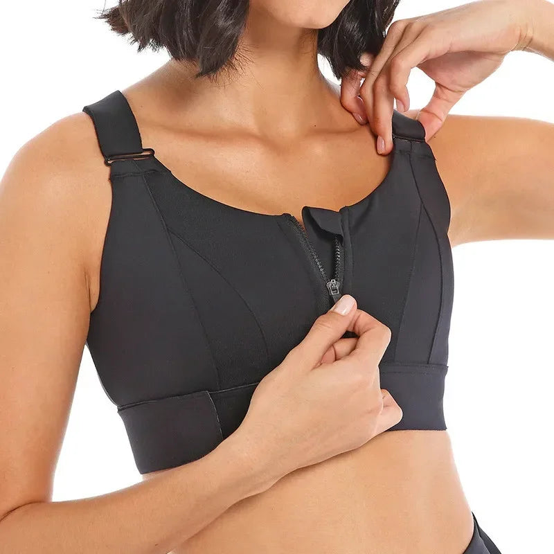 Plus Size  Zippered Sports Bras for High Impact Workouts