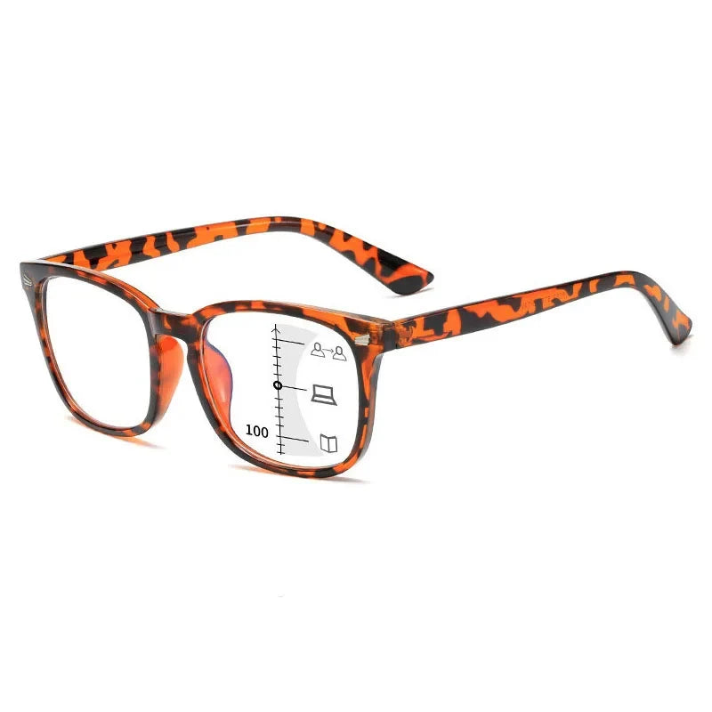 Intelligent Automatic Zoom Progressive Multifocal Anti-Blue Light Reading Glasses Dual-Vision for Men And Women