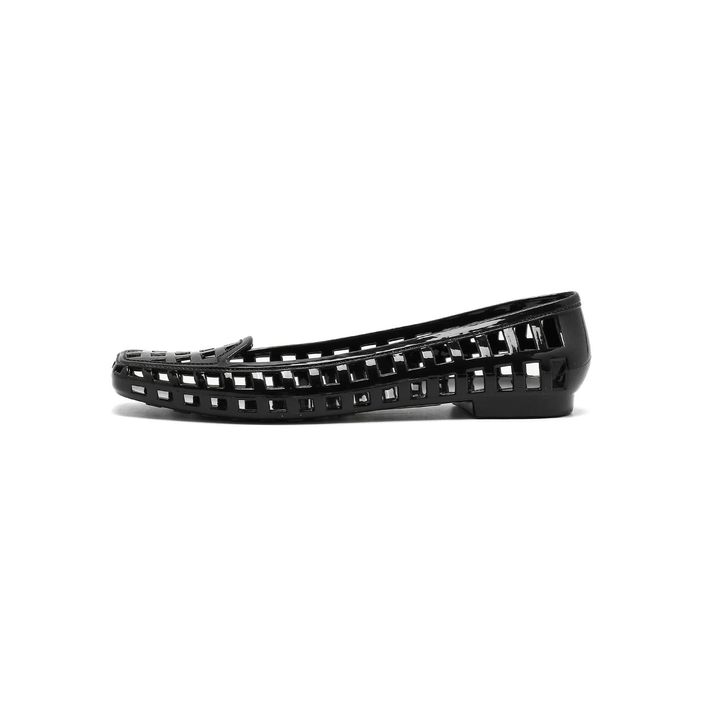 New 2025 Women Fashion Jelly Shoes Summer Cut-out Flat Sandals, Soft PVC Casual Square Toe Girls Daily Walking Sandalias