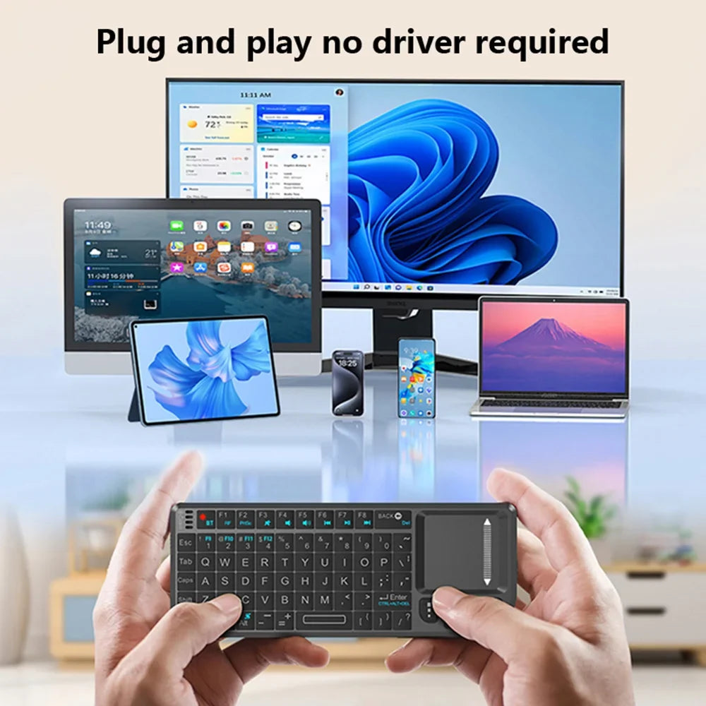 2.4G/Wireless Bluetooth Mini Keyboard Multifunctional Red Laser Keyboard With Touch Mouse Compatible For iOS Windows Android