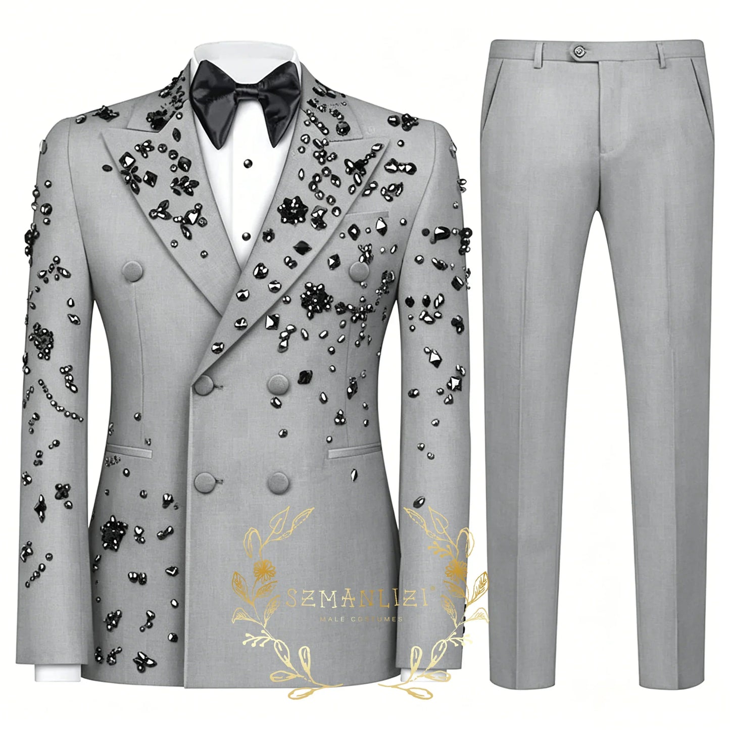 Fashion Burgundy Boy Suit Crystals Wedding Tuxedo Double Breasted Formal Child 2 Pieces Blazer Pants costume enfant garçon