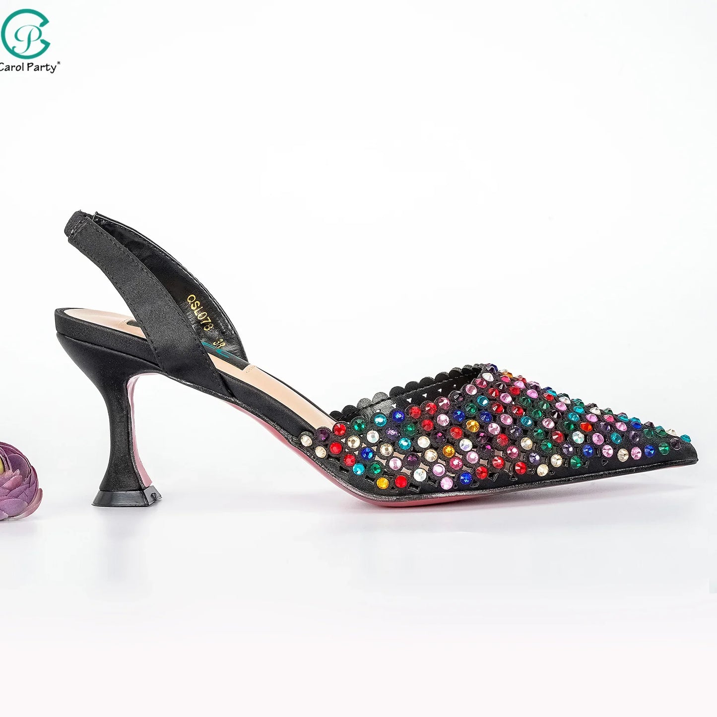 New Wine Red High Heels Shoes And Bag Dotted Crystal Wedding Party Spring, Summer, and Autumn Fashion Women's Noble Sandals