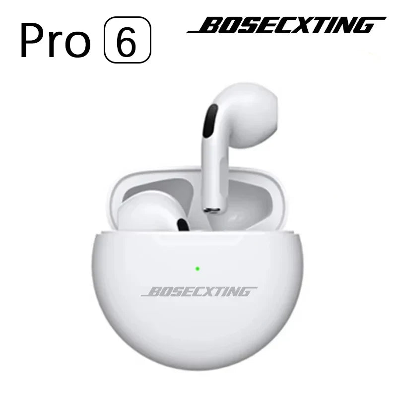 BOSECXTING Pro 6 True Wireless Earphone TWS 9D HiFi Ultra Long Battery Life Headphones Bluetooth Music Earbuds With Mic Portable