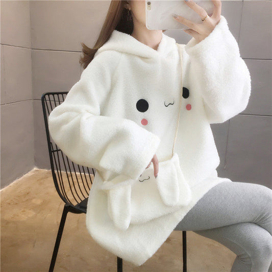Sudadera con capucha y orejas de conejo sueltas