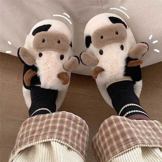 Pantuflas de vaca peludas
