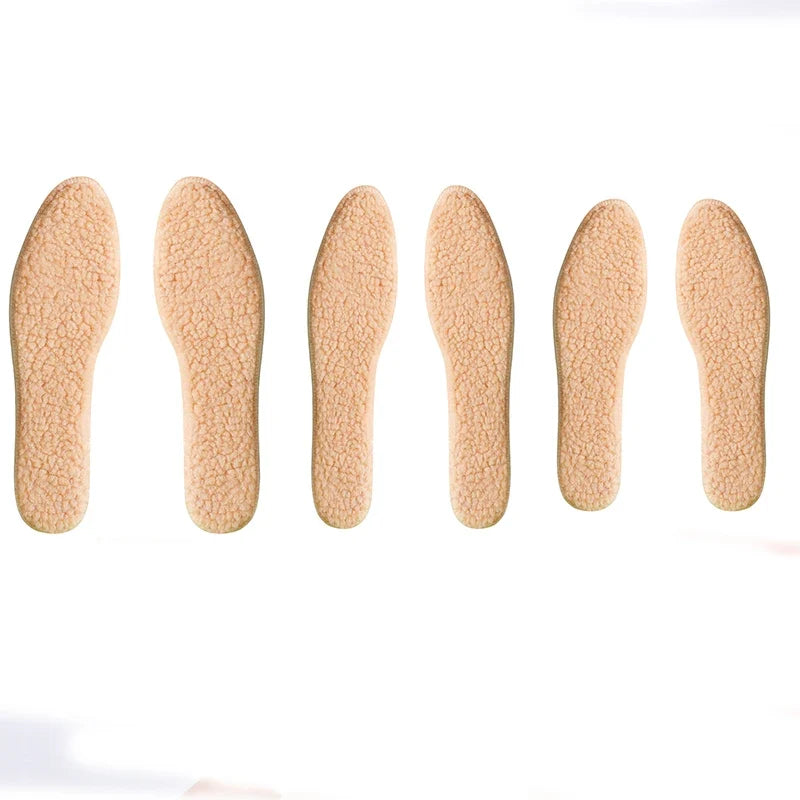 Adjustable Warm Insoles with Fleece and Thickened Lambskin Comfortable Cashmere and Cotton Insoles Snow Boots
