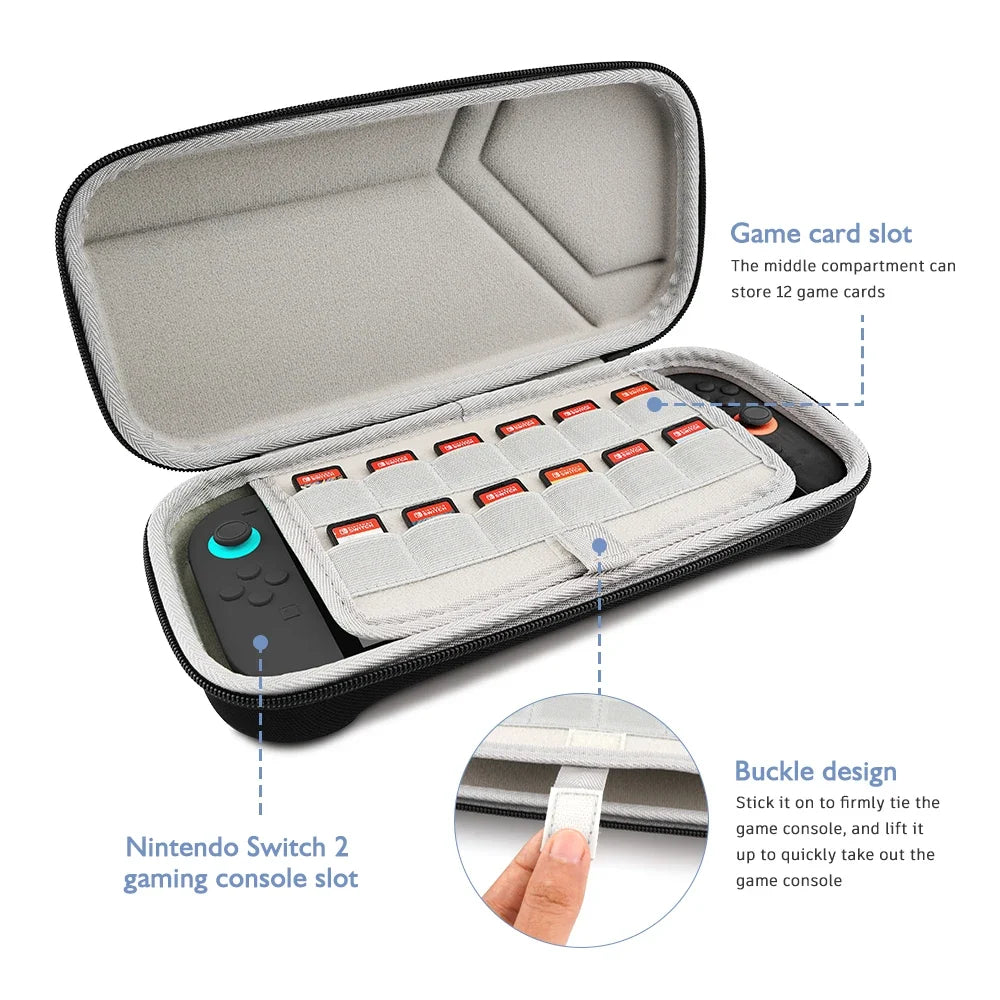 Slim Travel Carrying Case for Switch 2 (2025) Game consoles, Shockproof Hard Protective Game Accessories Storage Bag For NS 2