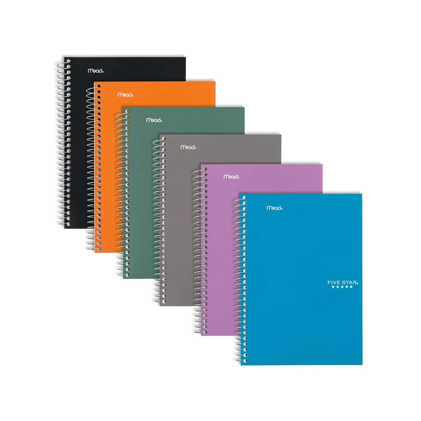 1pcs College Ruled Spiral Notebook With Pocket, Wire Bound, Acid-Free Paper, Perforated Sheets, Water-Resistant Cover, Ink Bleed