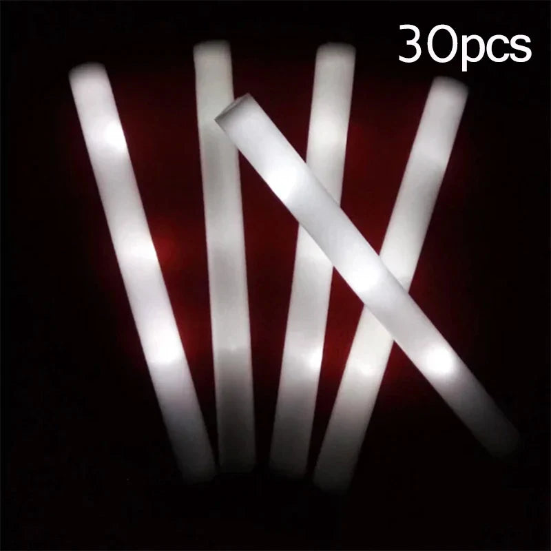 20/30/60Pcs LED Foam Glow Sticks 3 Modes Colorful Flashing Glow Stick Glow in The Dark Party Supplies Wedding Raves Concert