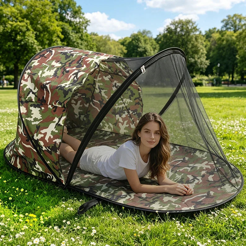 Portable Mosquito Net No Installation Full Cover Camping Tent Outdoor Beach Sunshade Shelter Camouflage Style