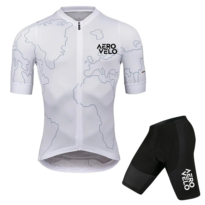AERO VELO Cycling Jersey Set Men Cycling Clothing Summer Road Training Bike Shirts Suit Bicycle Bib Shorts MTB Uniform