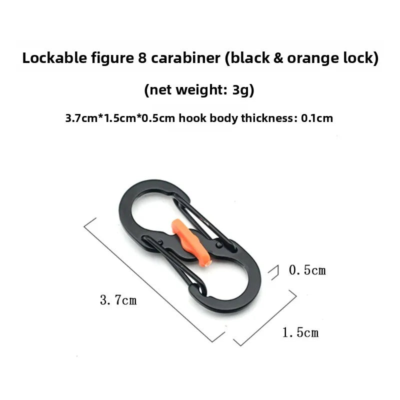 Anti Theft 8 Shape Locking Carabiner S Hook Stainless Steel Keychain Clip for Backpack Outdoor Travel