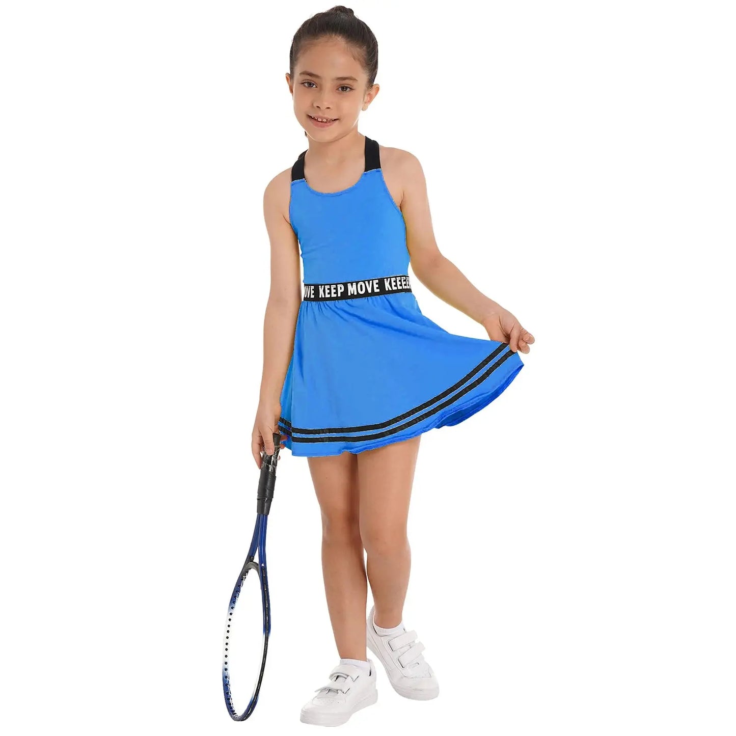 Girls' Sleeveless Tennis Dress with Shorts