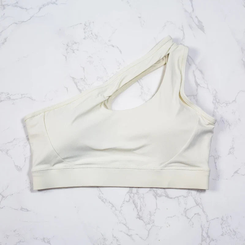 DIAS FIT JOY Women One Shoulder Sports Bras Yoga Top Vest Yoga Gym outdoor sport Running Fitness Underwear