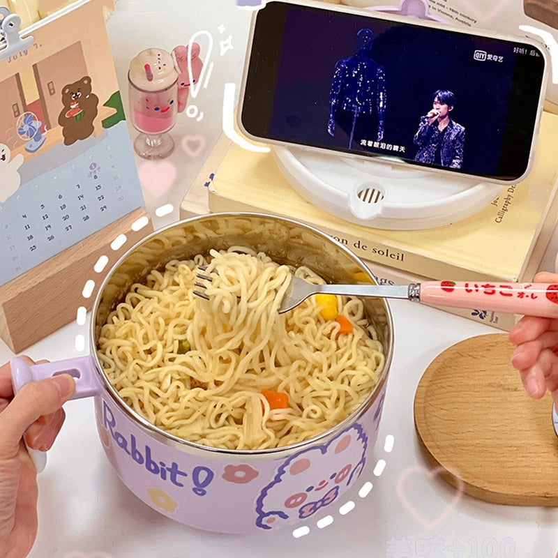 Cuenco de ramen de conejito con tapa