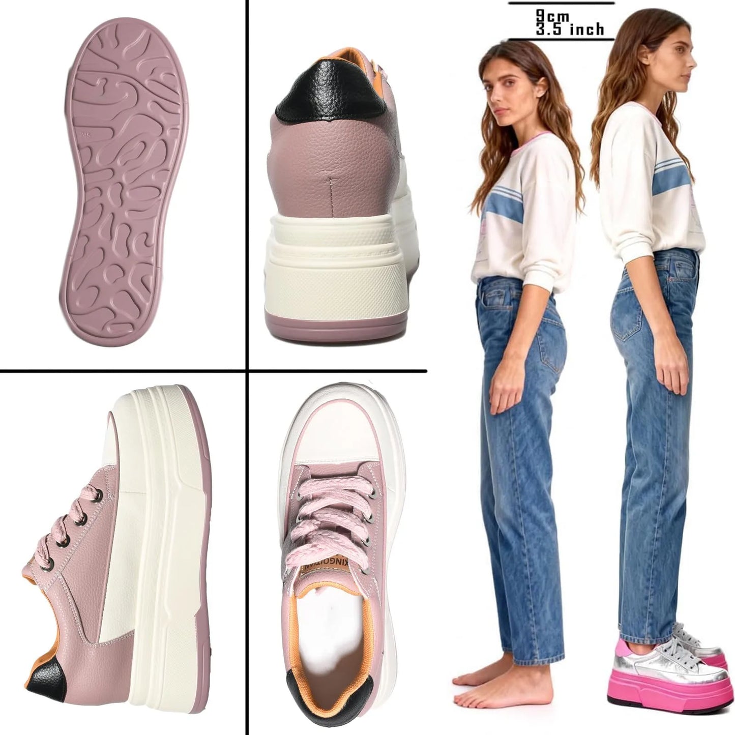 Fujin Hidden Heel Shoes High Platform shoes 9cm 3 inch comfortable sneakers for women Vulcanized Shoes Chunky Wedge Casual Shoes